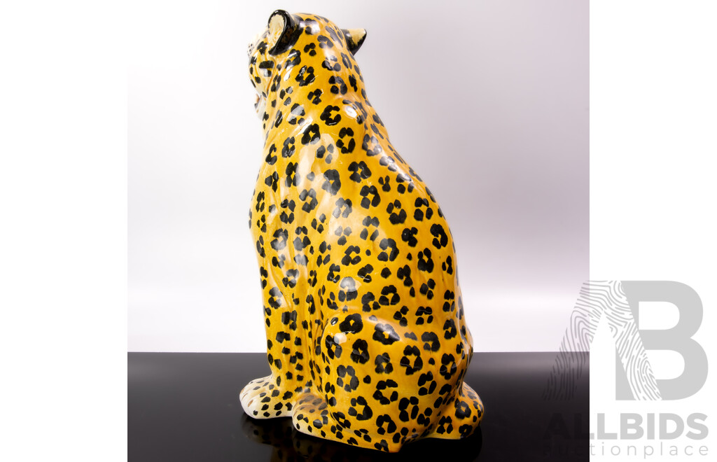 Vintage Italian Ceramic Leopard Figure, Signed to Base