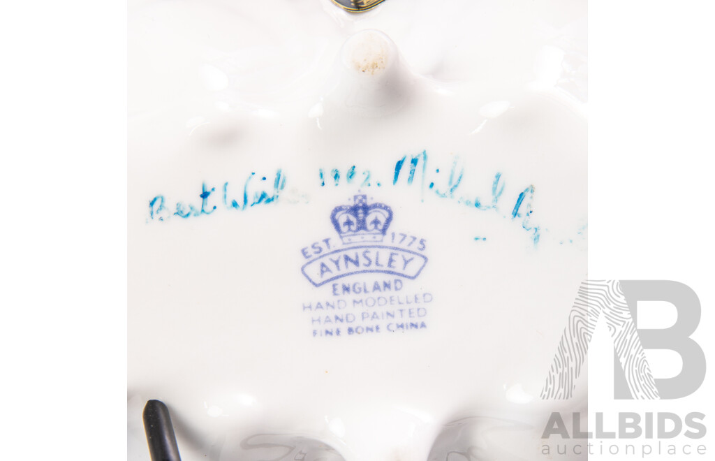 Antique Royal Doulton Under the Greenwood Tree Porcelain Bowl, Aynsley Porcelain Flower Posy & Ceramic Platter with Crystalline Glaze