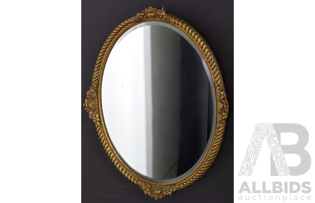 Vintage Oval Gilt Framed Mirror