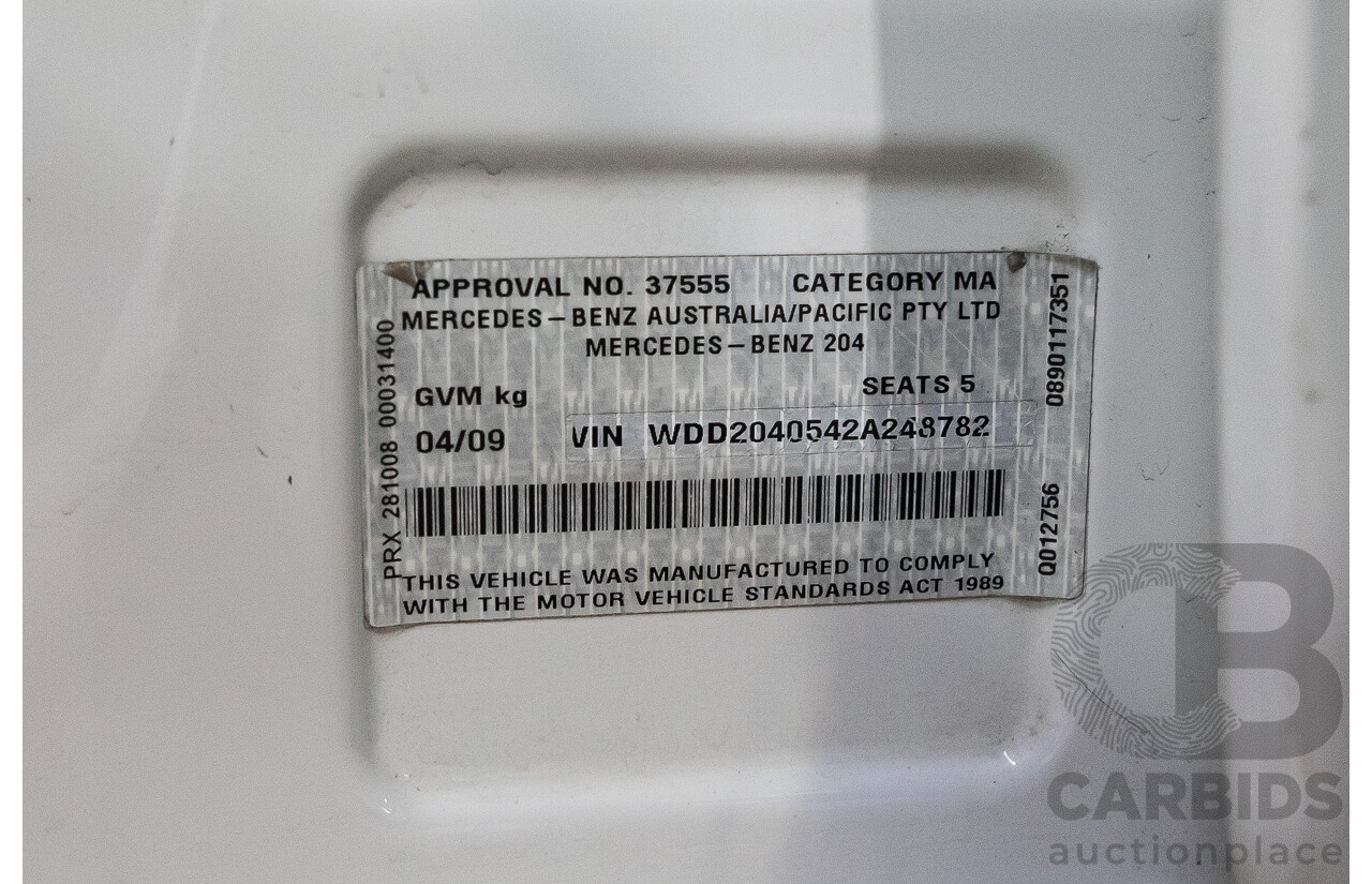 4/2009 Mercedes-Benz C280 Avantgarde W204 4d Sedan Calcite White V6 3.0L