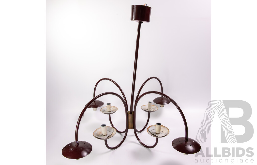 Funky Mid Century Steel Ceiling Chandelier with Eight Branches