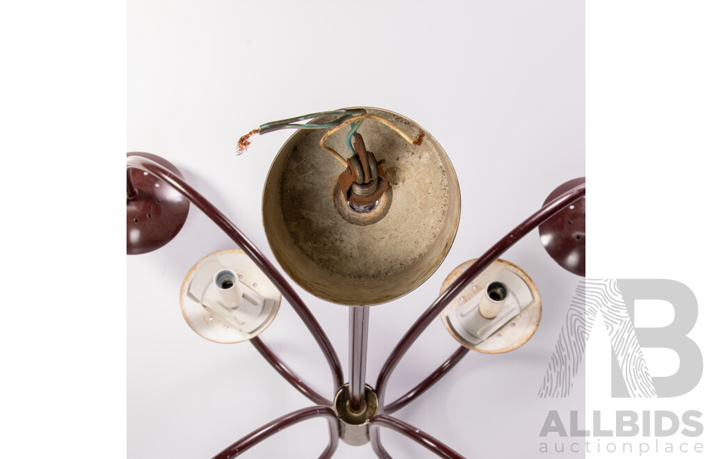 Funky Mid Century Steel Ceiling Chandelier with Eight Branches