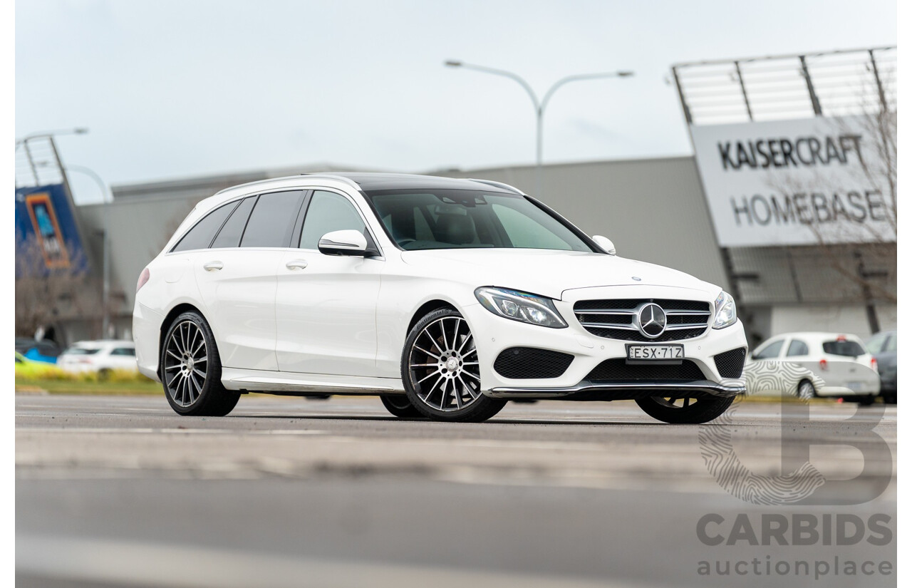 8/2016 Mercedes Benz C250 Estate AMG Line 205 MY16 4d Wagon Polar White Turbo 2.0L