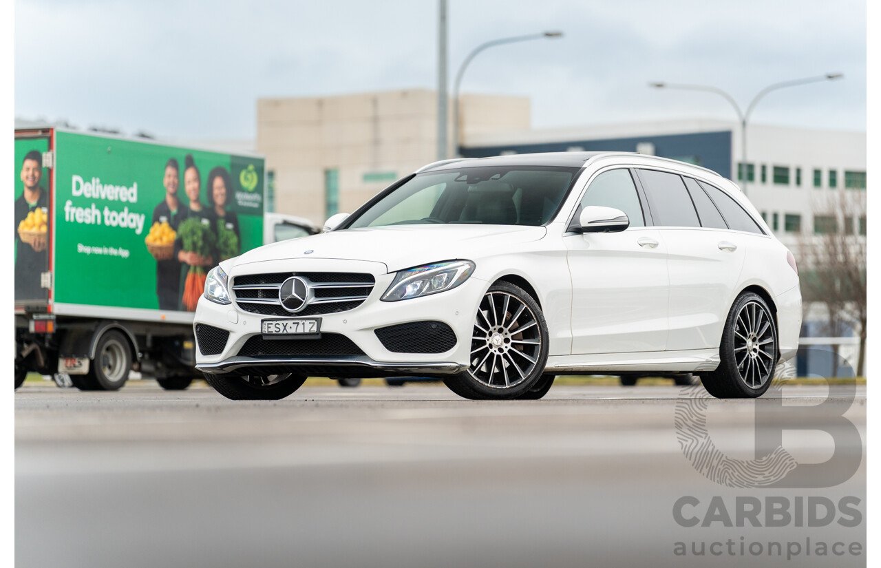 8/2016 Mercedes Benz C250 Estate AMG Line 205 MY16 4d Wagon Polar White Turbo 2.0L