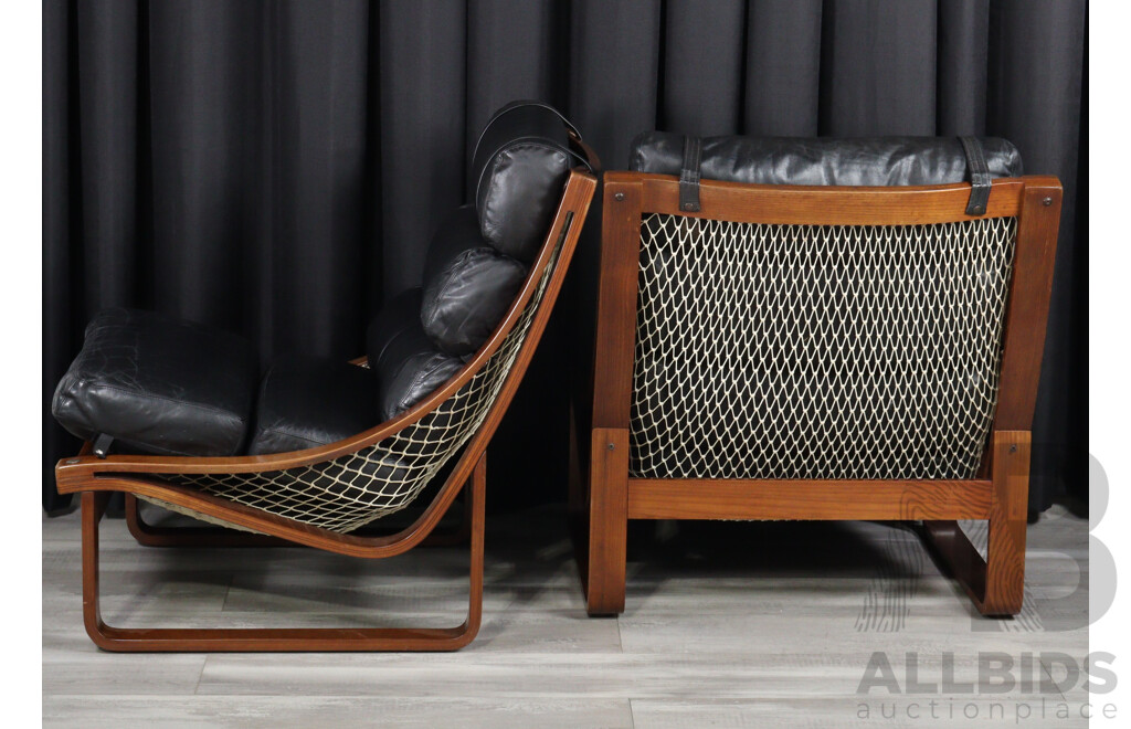 Pair of Tessa T4 Armchairs and Footstool by Fred Lowen
