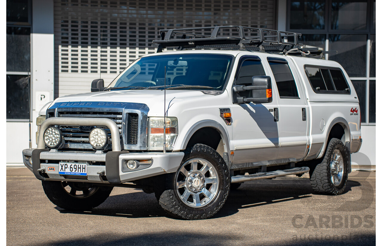 10/2008 Ford F250 XLT Lariat (4x4) RN Crew Cab P/Up Oxford White Twin Turbo Diesel - Powerstroke V8 6.4L