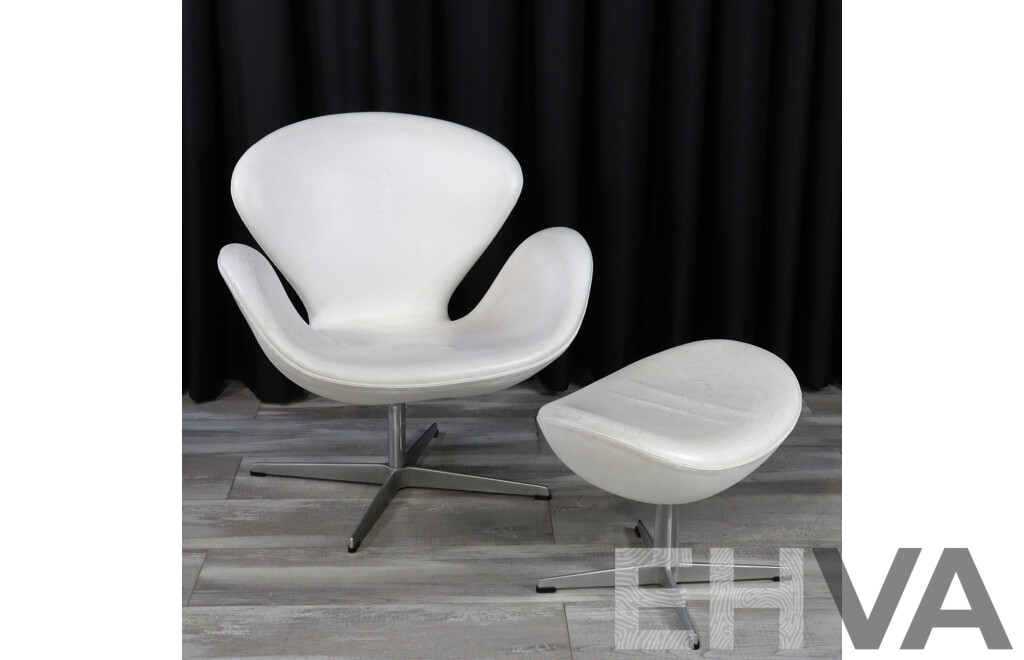 Swan Chair and Footstool by Hans Wegner for Fritz Hansen