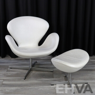 Swan Chair and Footstool by Hans Wegner for Fritz Hansen