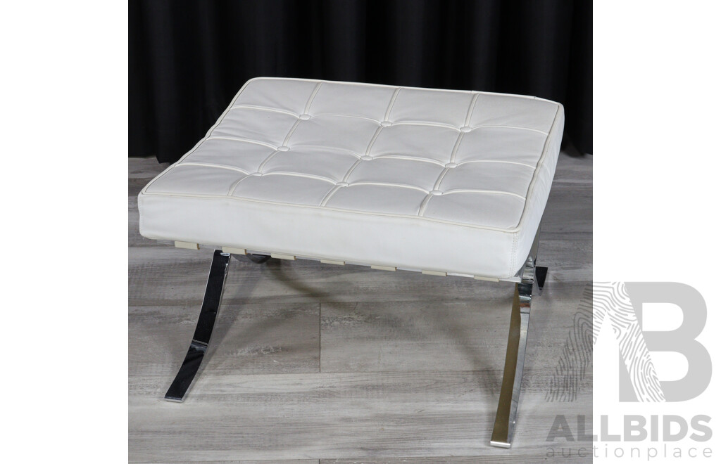 Barcelona Footstool with White Leather Upholstery by King Furniture