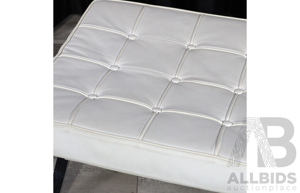Barcelona Footstool with White Leather Upholstery by King Furniture