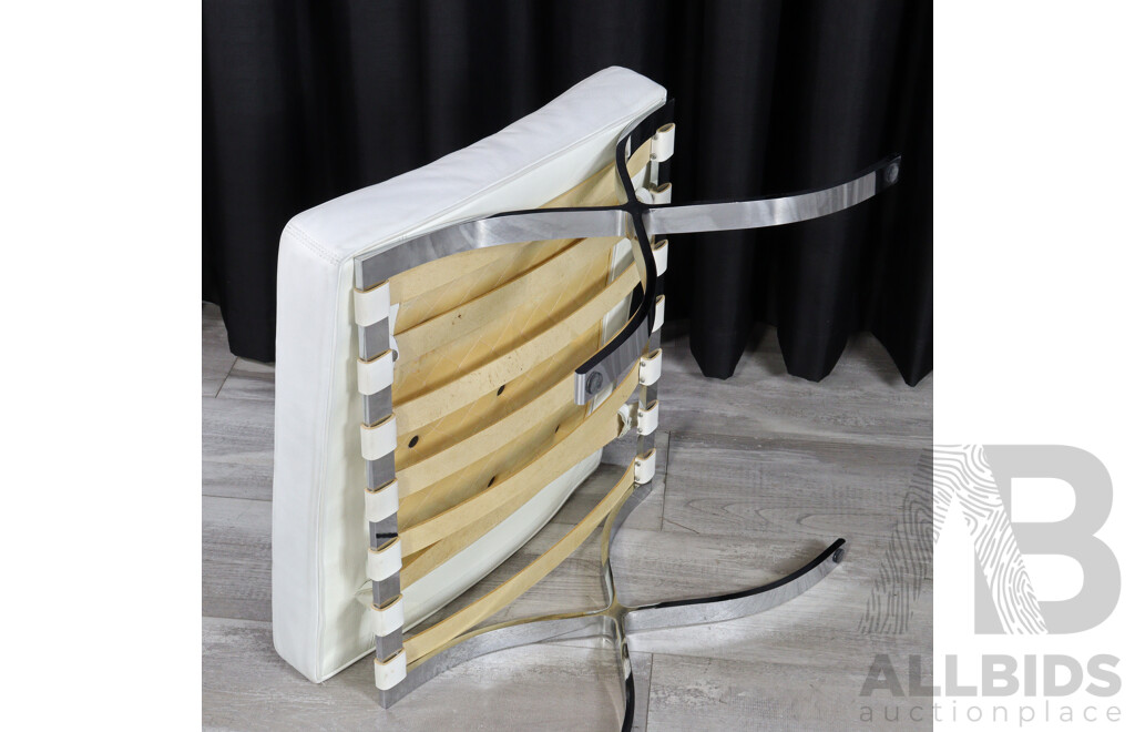 Barcelona Footstool with White Leather Upholstery by King Furniture