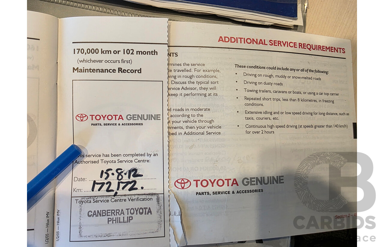 4/2005 Toyota Hilux SR5 (4x4) GGN25R Dual Cab P/Up Silver 4.0L