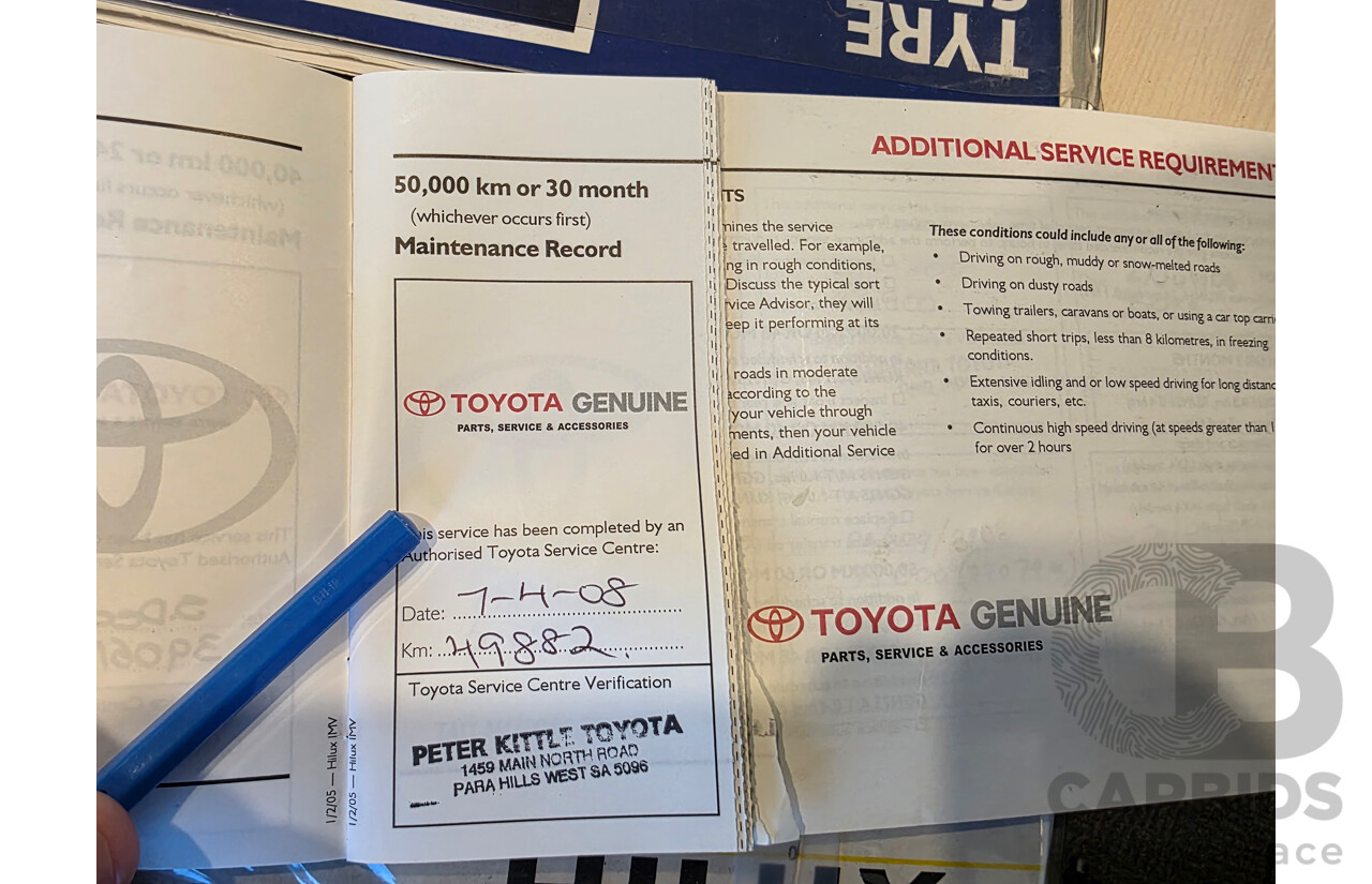 4/2005 Toyota Hilux SR5 (4x4) GGN25R Dual Cab P/Up Silver 4.0L