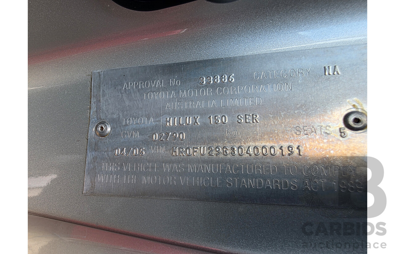 4/2005 Toyota Hilux SR5 (4x4) GGN25R Dual Cab P/Up Silver 4.0L