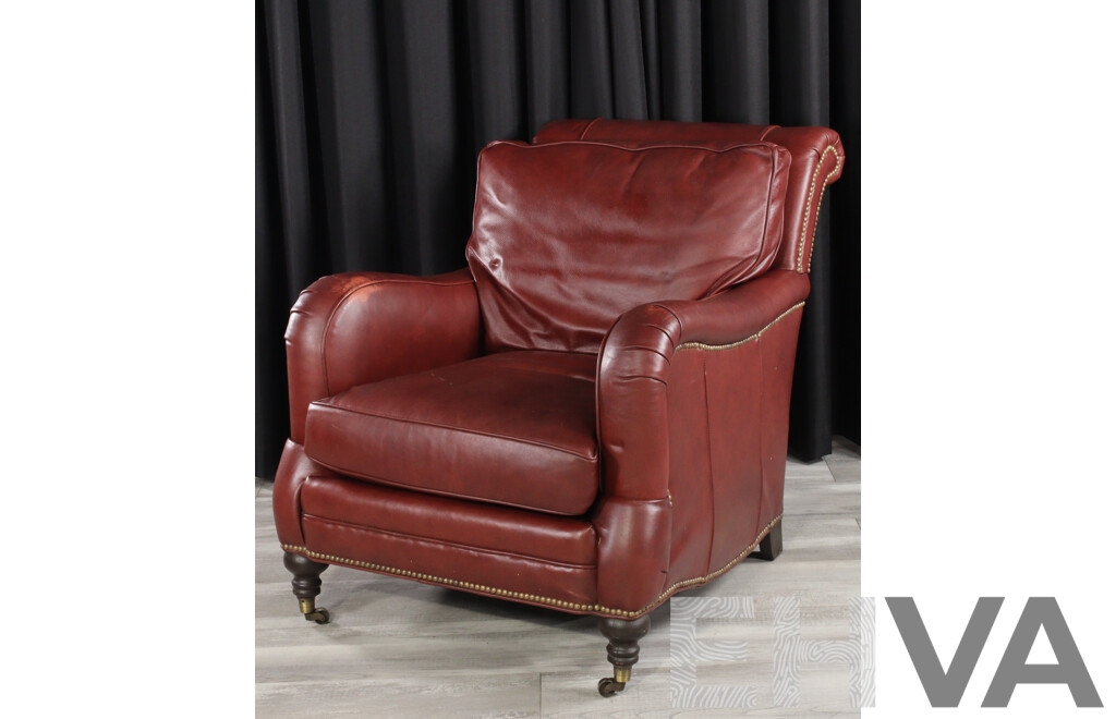 Vintage Leather Armchair with Studded Trim by Arhaus Furniture