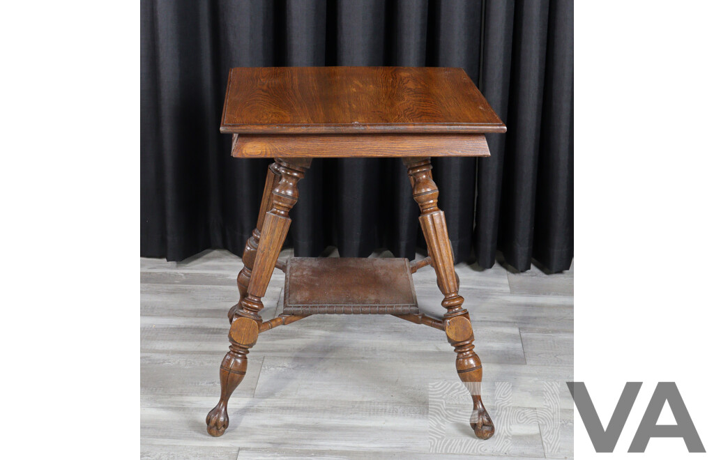 Edwardian Oak Two Tier Side Table