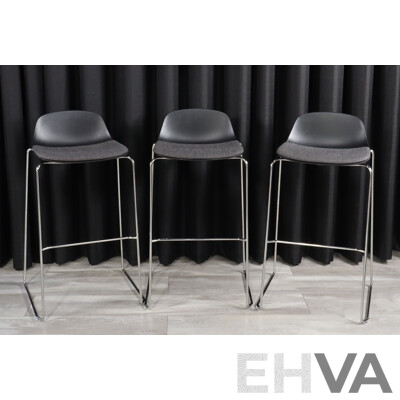 Set of Three Modern Chrome Based Bar Stools