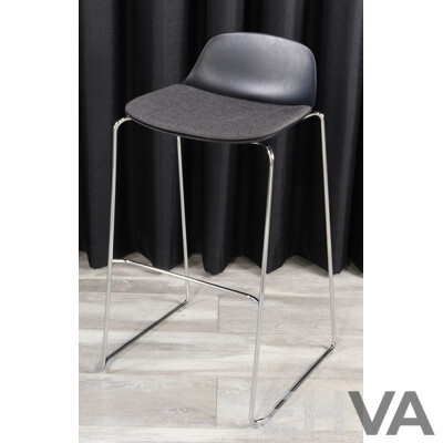 Set of Three Modern Chrome Based Bar Stools