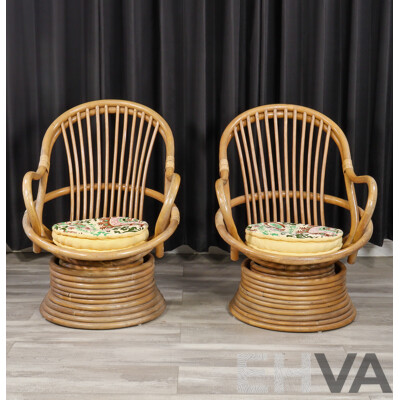 Good Pair of Bent Cane Swivel Tub Chairs