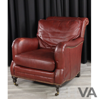 Vintage Leather Armchair with Studded Trim by Arhaus Furniture