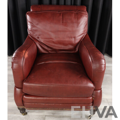 Vintage Leather Armchair with Studded Trim by Arhaus Furniture