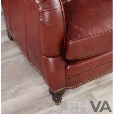 Vintage Leather Armchair with Studded Trim by Arhaus Furniture