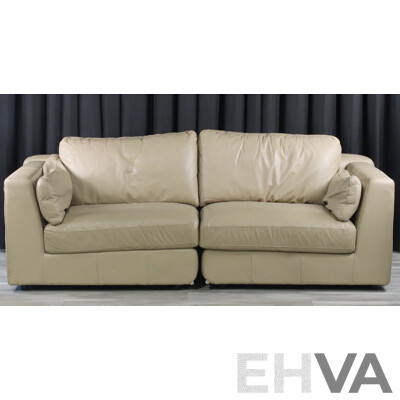 Beige Leather Two Piece Lounge by Linea Domo