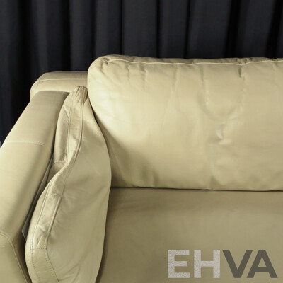 Beige Leather Two Piece Lounge by Linea Domo