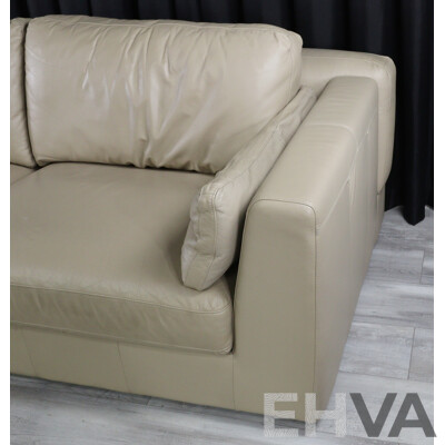 Beige Leather Two Piece Lounge by Linea Domo