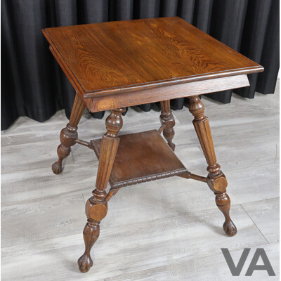 Edwardian Oak Two Tier Side Table