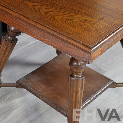 Edwardian Oak Two Tier Side Table
