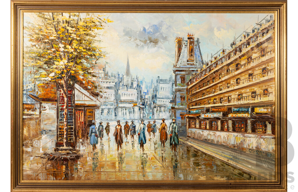 N.Spence, (20th Century), French Street Life, Original Oil on Canvas Board, 69 x 98 cm (frame)