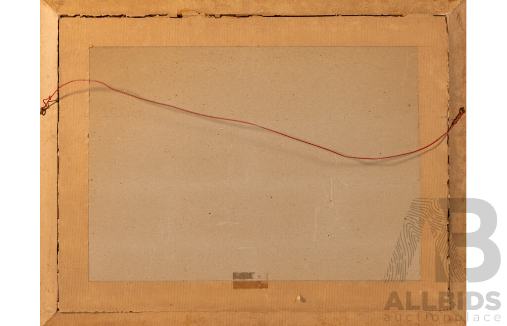 Artist Unknown, (20th Century, Australian), Landscape - Country Cottage by Gum Trees and Brook, Lovely Original Vintage Oil on Canvas Board, 49 x 63 cm (frame)