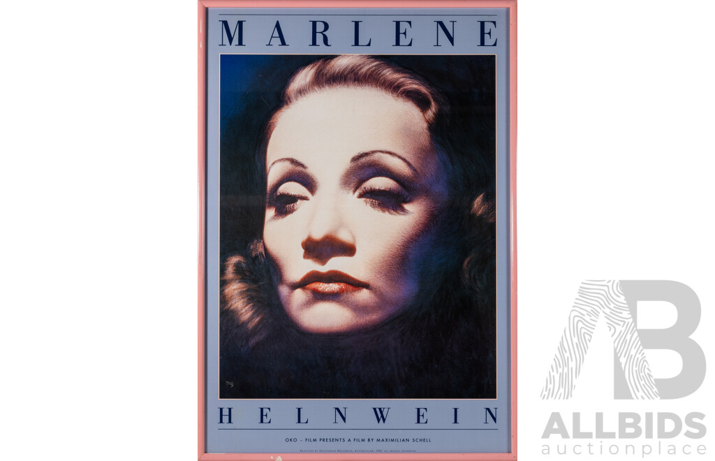 Gottfried Helnwein (20th Century, Austrian, 1948-), Marlene, Reproduction Poster Print for Film by Maximilian Schell Featuring Helnwein Original Watercolour From 1983, 99 x 69 cm (frame)