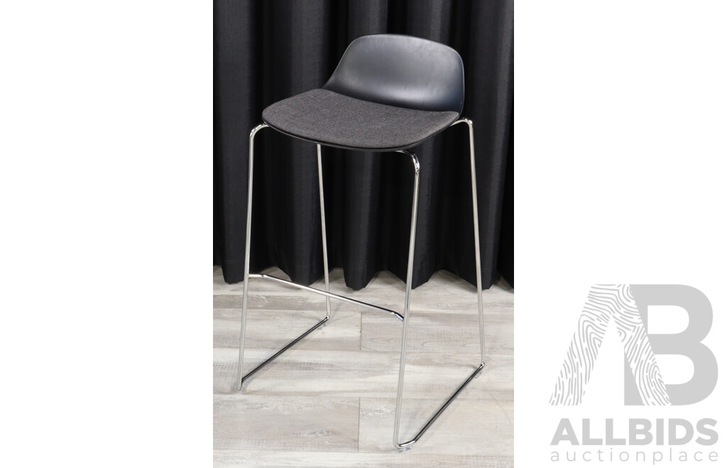 Set of Three Modern Chrome Based Bar Stools