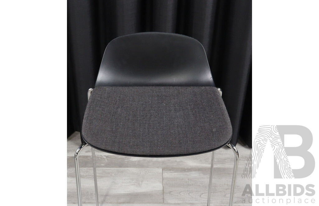 Set of Three Modern Chrome Based Bar Stools