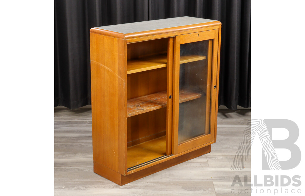 Small Maple Glass Front Book Case