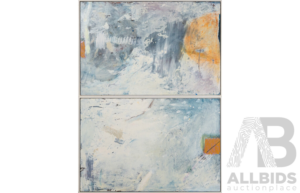 Artist Unknown Artist, (20th Century), Beneath the Surface and Absence of Fear, Pair of Wonderful Original Mixed Media Acrylics on Board, 62 x 92 cm (frames) (2)