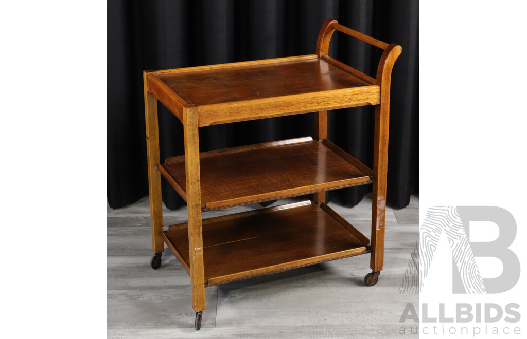 Silky Oak Two Tier Drinks Trolley