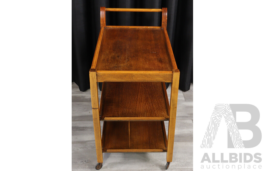 Silky Oak Two Tier Drinks Trolley
