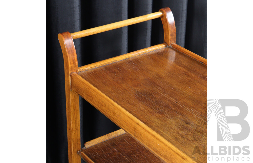 Silky Oak Two Tier Drinks Trolley