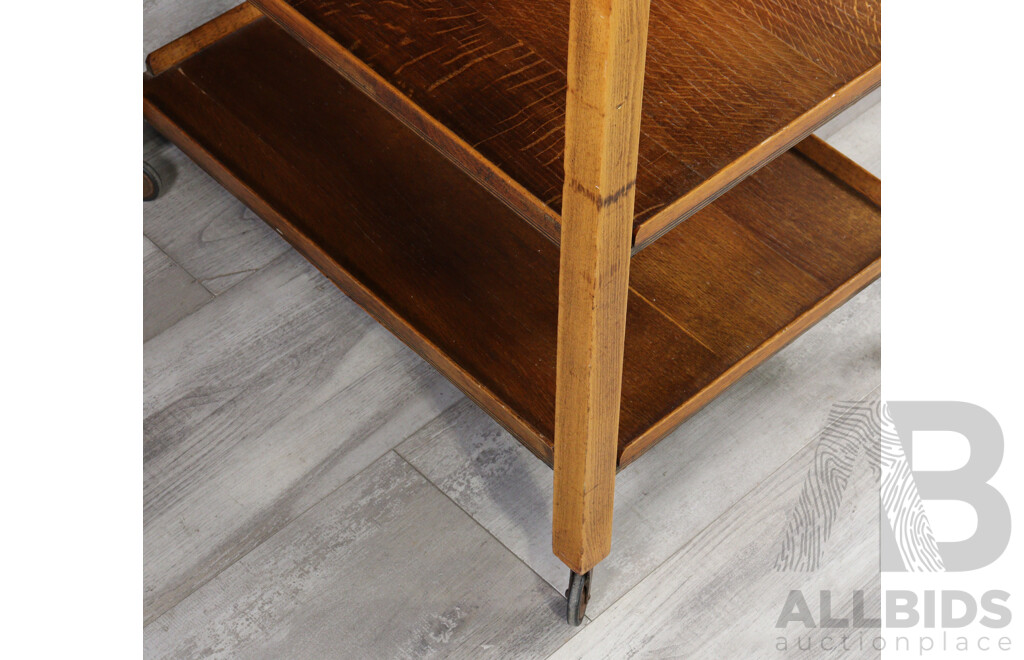Silky Oak Two Tier Drinks Trolley
