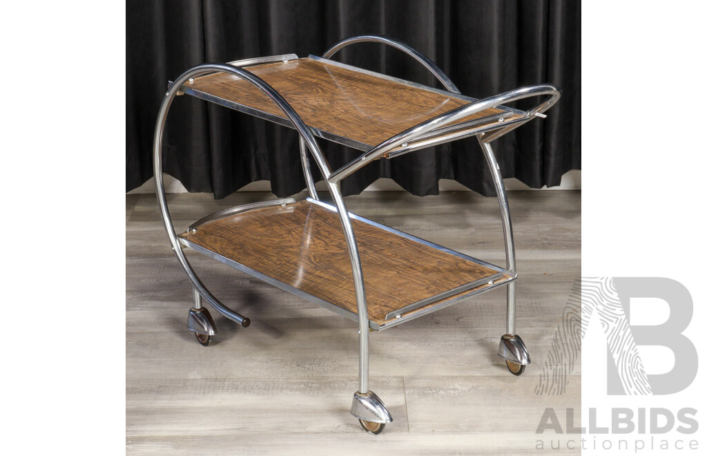 Art Deco Chrome Framed Drinks Trolley