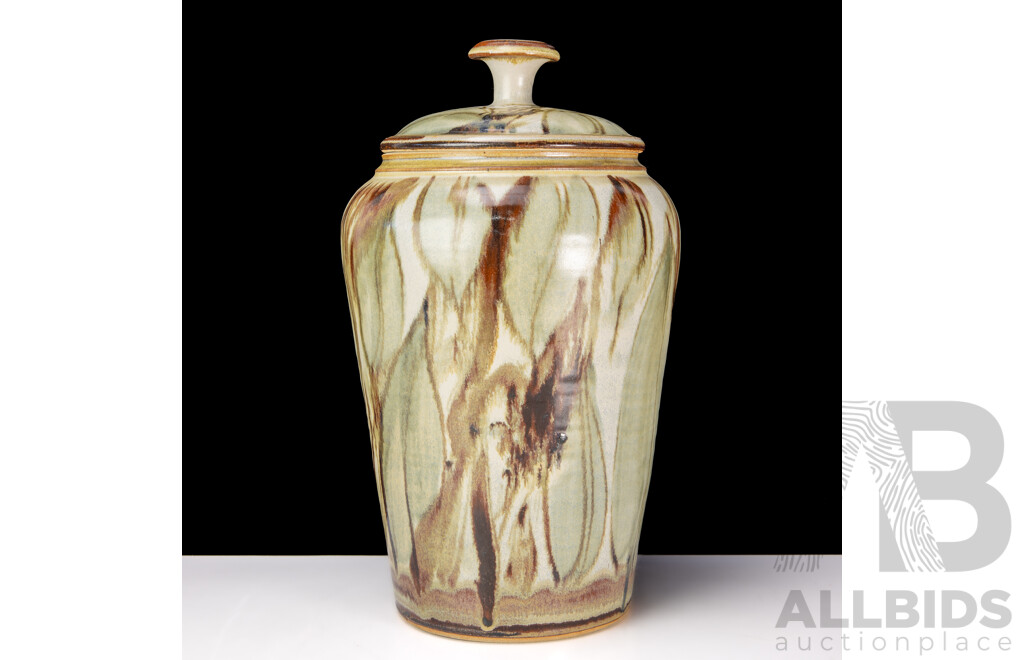 Hand Made Australian Studio Pottery Lidded Jar by Neville Wilson of Maldon Pottery Victoria