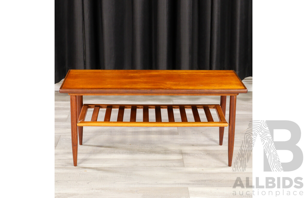 Vintage Teak Coffee Table with Magazine Shelf