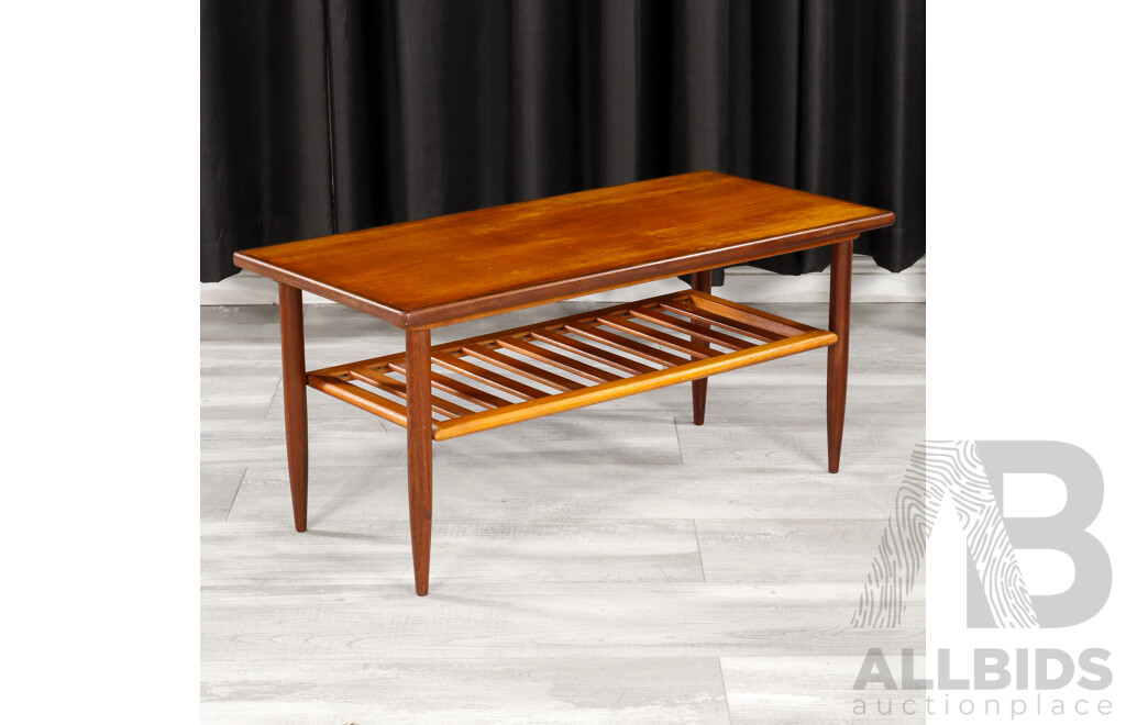 Vintage Teak Coffee Table with Magazine Shelf