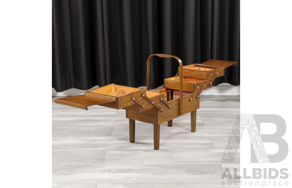 Elevated Timber Concertina Sewing Box by Singer