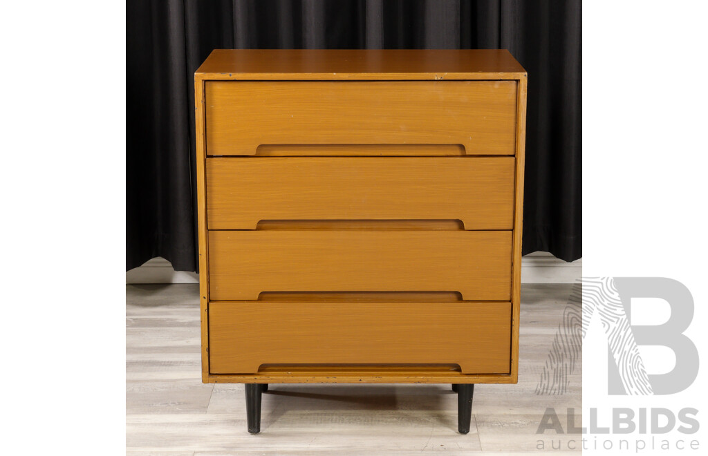 Retro Ply Elevated Chest of Four Drawers