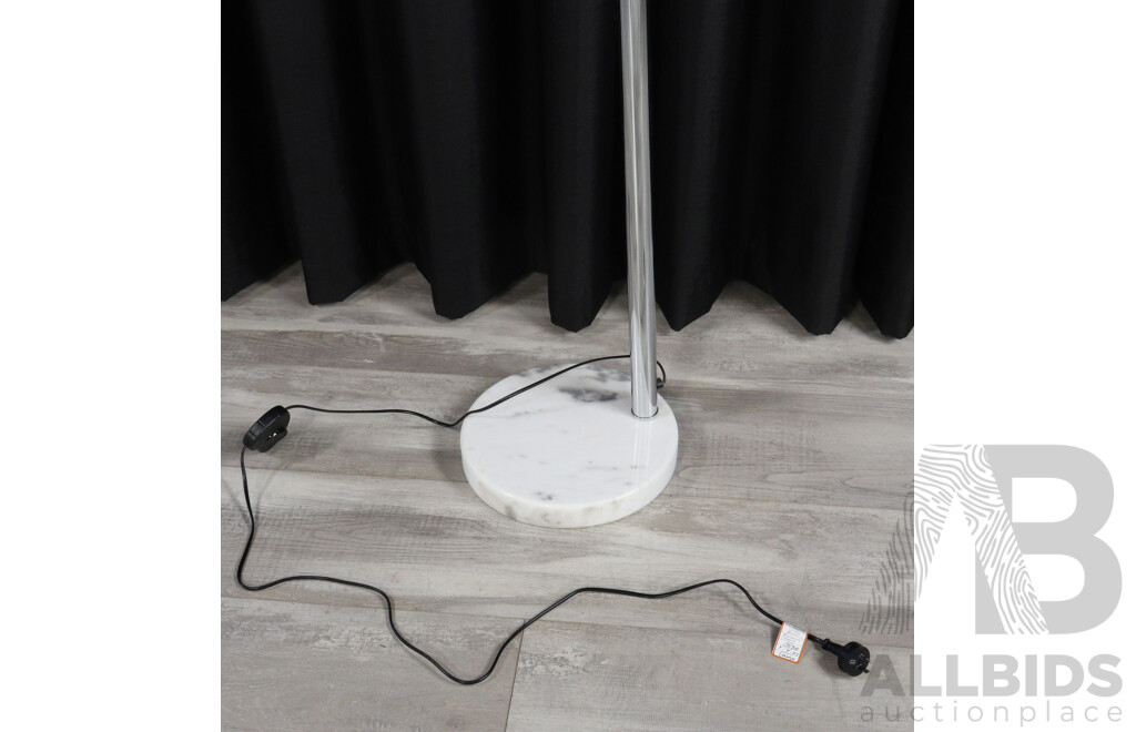 Chrome Three Branch Floor Lamp with Disc Marble Base