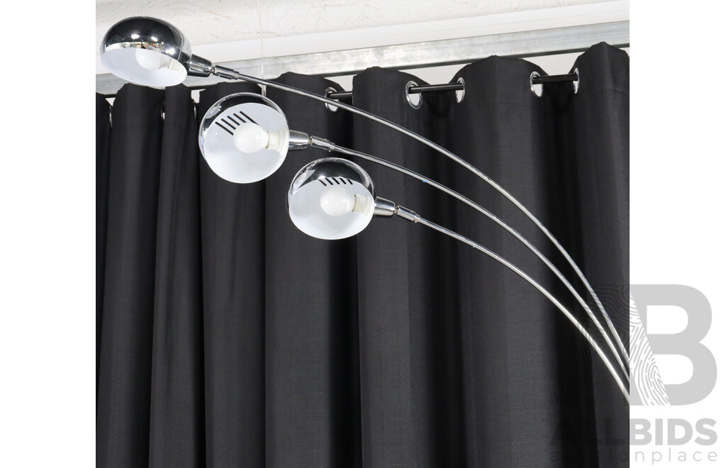 Chrome Three Branch Floor Lamp with Disc Marble Base